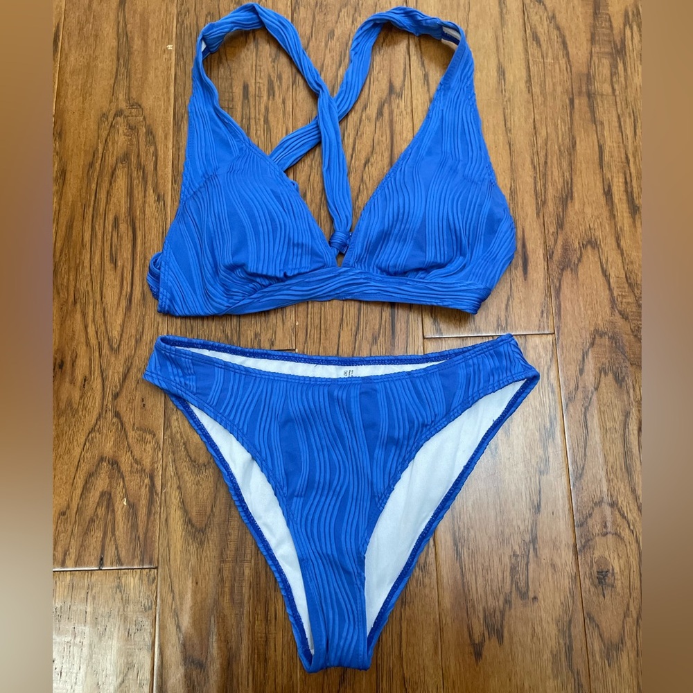 Electric Blue Textured Bikini